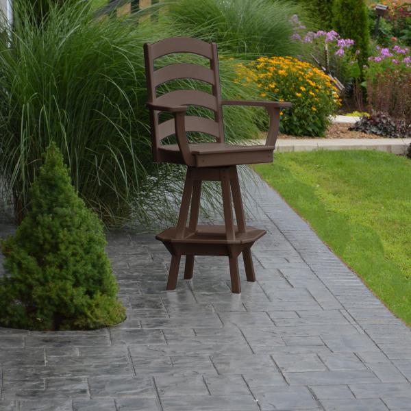 A &amp; L Furniture Ladderback Swivel Bar Chair w/ Arms Outdoor Chairs Aruba Blue