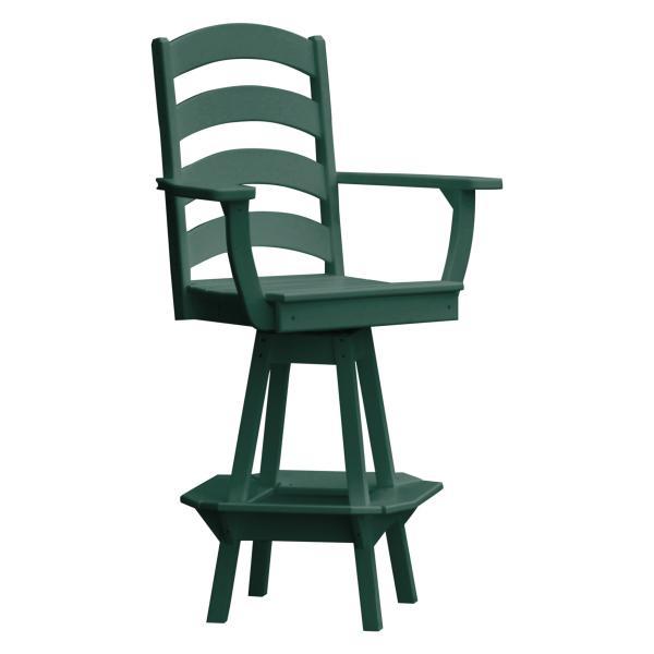 A &amp; L Furniture Ladderback Swivel Bar Chair w/ Arms Outdoor Chairs Aruba Blue