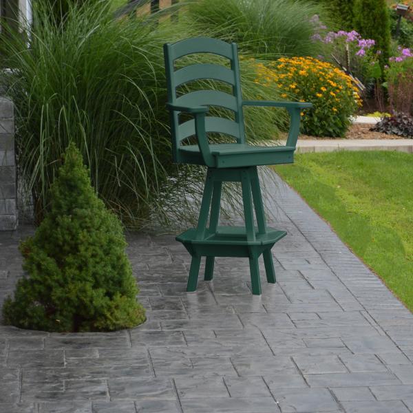 A &amp; L Furniture Ladderback Swivel Bar Chair w/ Arms Outdoor Chairs Aruba Blue