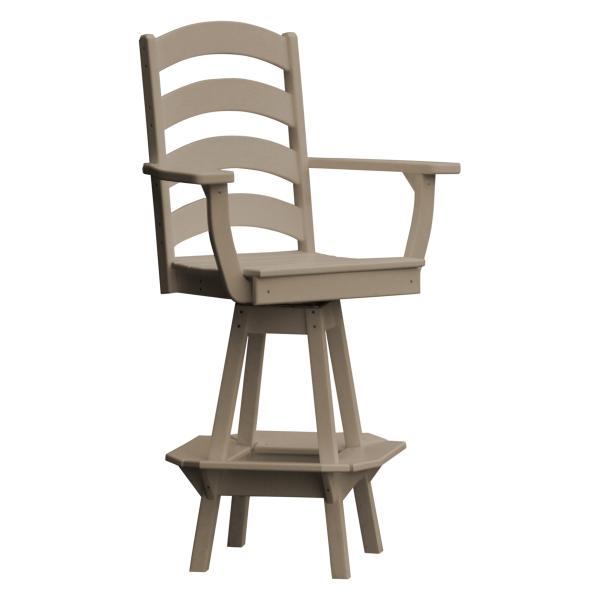 A &amp; L Furniture Ladderback Swivel Bar Chair w/ Arms Outdoor Chairs Aruba Blue