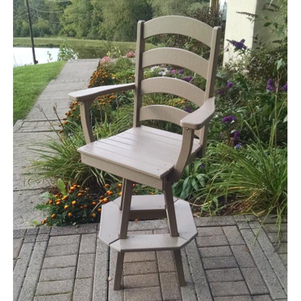 A &amp; L Furniture Ladderback Swivel Bar Chair w/ Arms Outdoor Chairs Aruba Blue