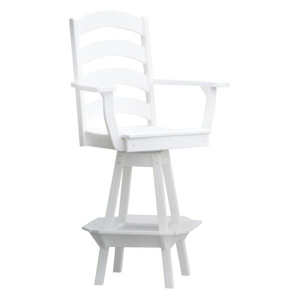 A &amp; L Furniture Ladderback Swivel Bar Chair w/ Arms Outdoor Chairs Aruba Blue