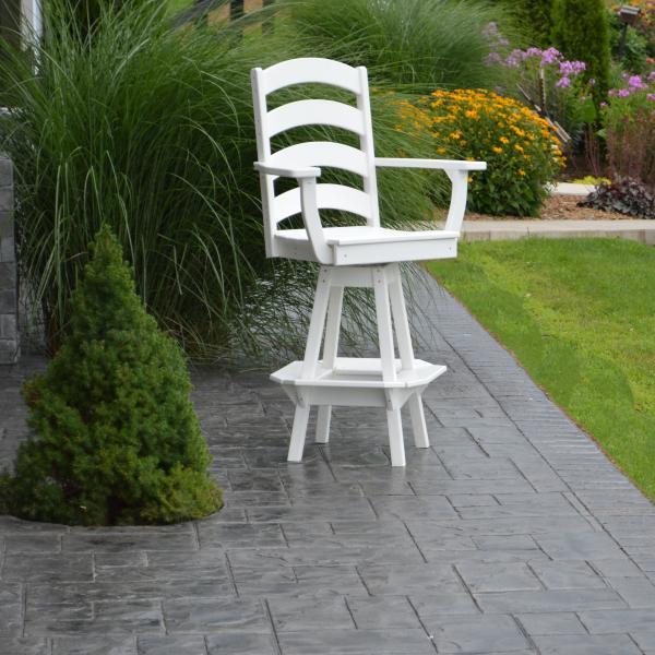 A &amp; L Furniture Ladderback Swivel Bar Chair w/ Arms Outdoor Chairs Aruba Blue