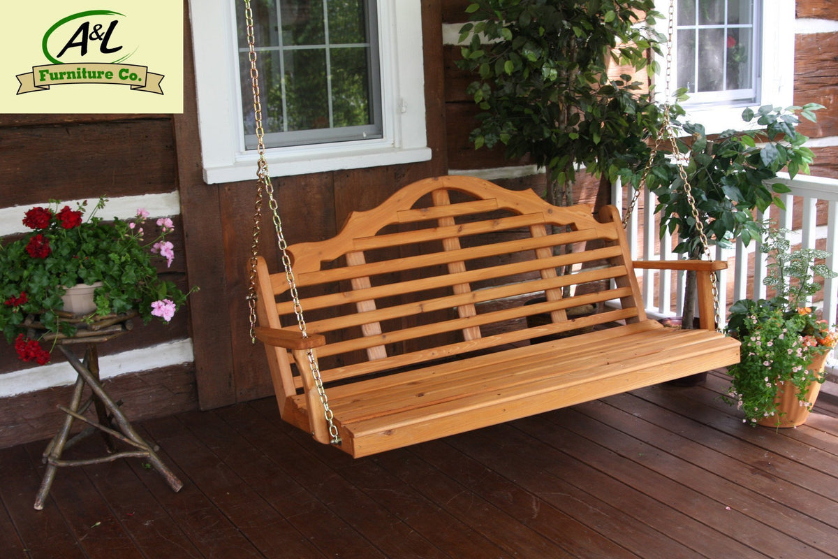 A &amp; L Furniture Marlboro Red Cedar Furniture Porch Swing Porch Swings 4ft / No / Unfinished