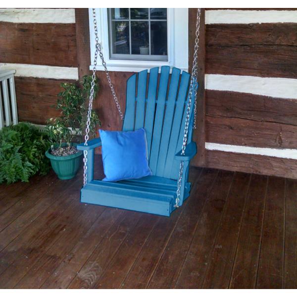 A &amp; L Furniture Poly Adirondack Chair Swing Porch Swing Aruba Blue