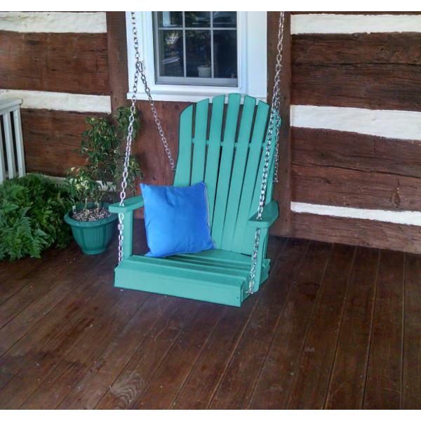 A &amp; L Furniture Poly Adirondack Chair Swing Porch Swing Aruba Blue