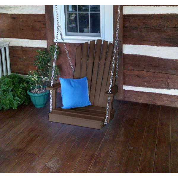 A &amp; L Furniture Poly Adirondack Chair Swing Porch Swing Aruba Blue