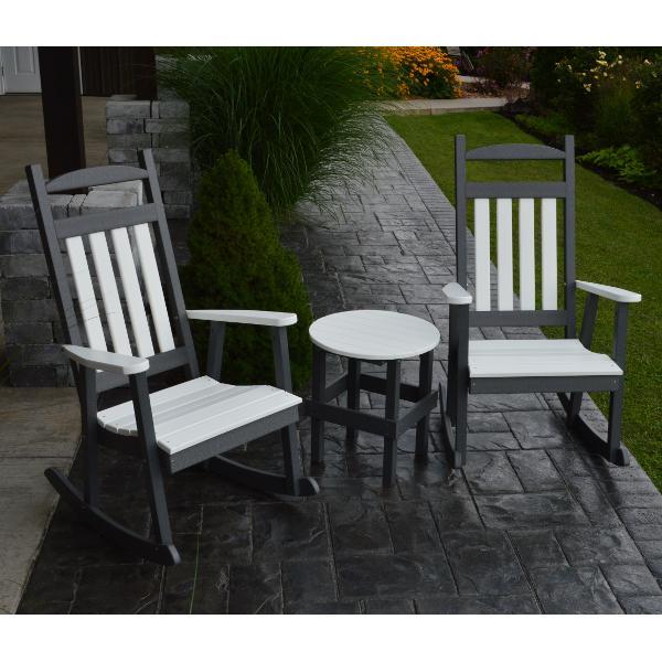 A &amp; L Furniture Poly Classic Porch Rocker w White Accents Rocker Chair Aruba Blue