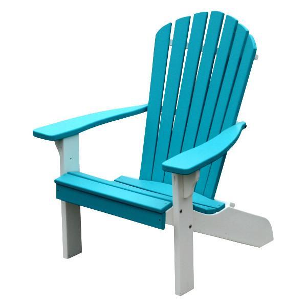 A &amp; L Furniture Poly Fanback Adirondack Chair with White Frame Outdoor Chairs Aruba Blue