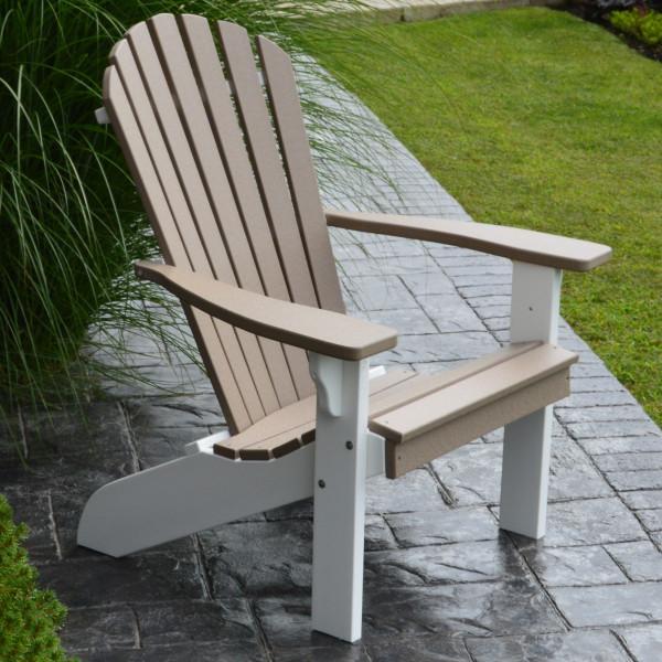 A &amp; L Furniture Poly Fanback Adirondack Chair with White Frame Outdoor Chairs Aruba Blue