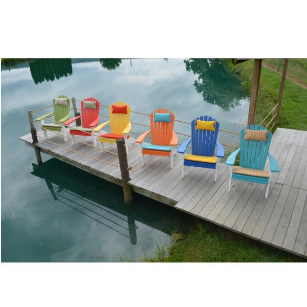 A &amp; L Furniture Poly Fanback Adirondack Chair with White Frame Outdoor Chairs Aruba Blue