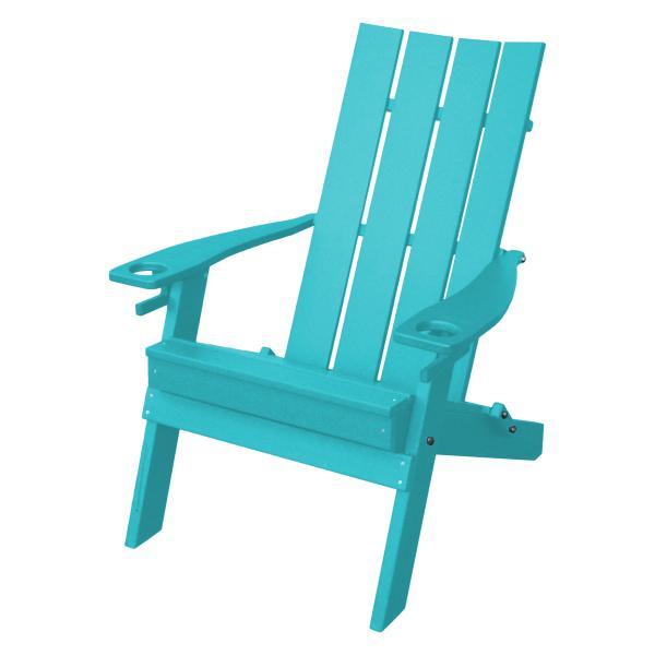 A &amp; L Furniture Poly Hampton Folding Adirondack Chair w/2 Cupholders Adirondack Aruba Blue