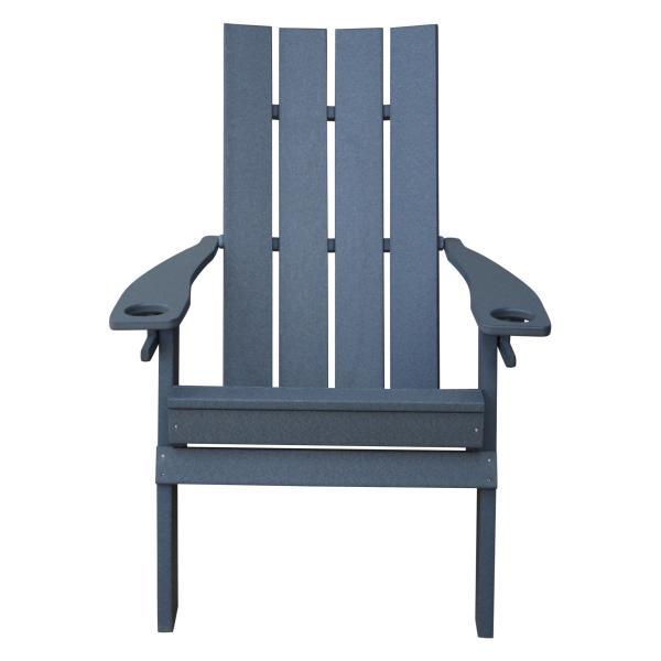 A &amp; L Furniture Poly Hampton Folding Adirondack Chair w/2 Cupholders Adirondack Dark Gray