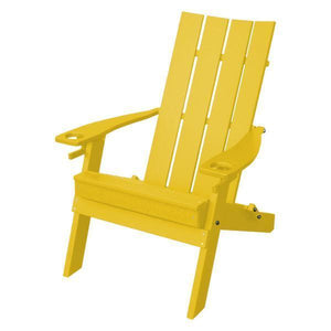A & L Furniture Poly Hampton Folding Adirondack Chair w/2 Cupholders Adirondack Lemon Yellow