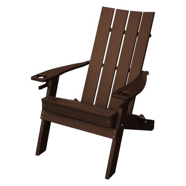 A &amp; L Furniture Poly Hampton Folding Adirondack Chair w/2 Cupholders Adirondack Tudor Brown