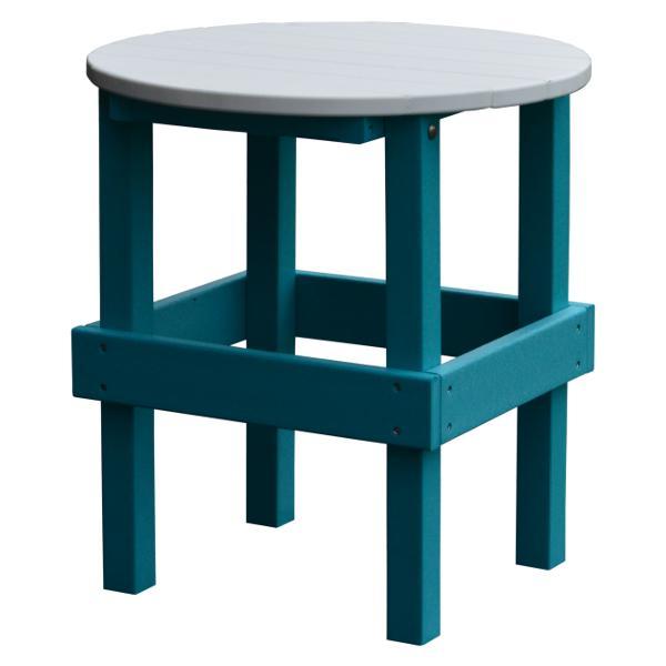 A &amp; L Furniture Poly Round Side Table with White Top Side Table Aruba Blue