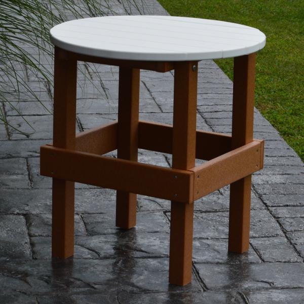 A &amp; L Furniture Poly Round Side Table with White Top Side Table Aruba Blue
