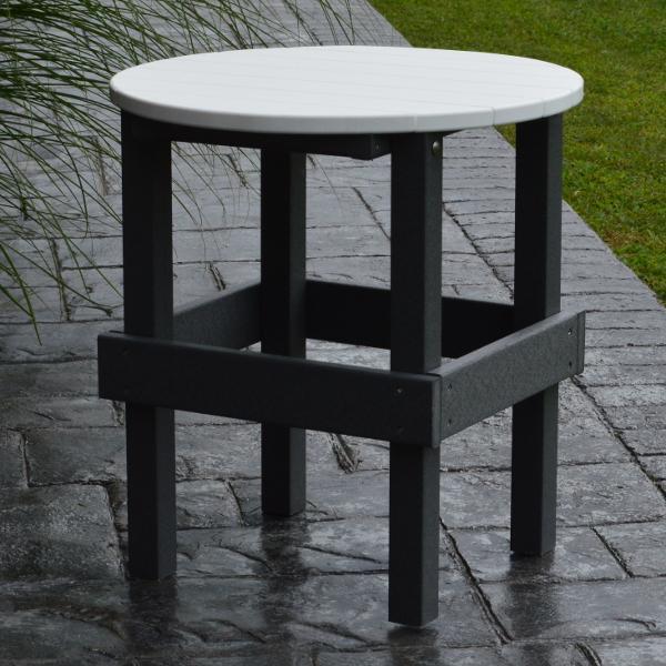 A &amp; L Furniture Poly Round Side Table with White Top Side Table Aruba Blue