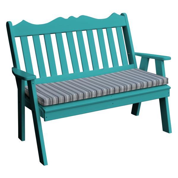 A &amp; L Furniture Poly Royal English Garden Bench Garden Benches 4ft / Aruba Blue