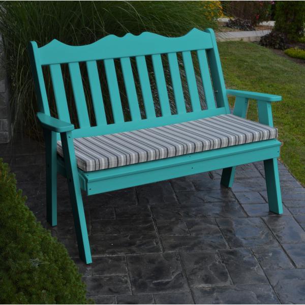 A &amp; L Furniture Poly Royal English Garden Bench Garden Benches 4ft / Aruba Blue