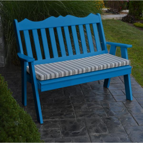 A &amp; L Furniture Poly Royal English Garden Bench Garden Benches 4ft / Aruba Blue