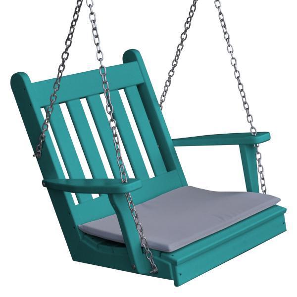 A &amp; L Furniture Poly Traditional English Chair Swing Porch Swing Aruba Blue