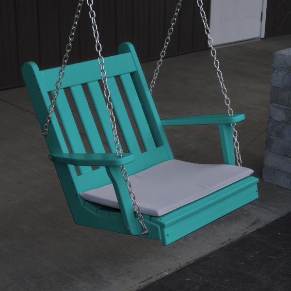 A &amp; L Furniture Poly Traditional English Chair Swing Porch Swing Aruba Blue