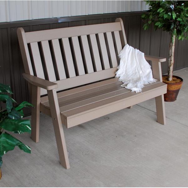 A &amp; L Furniture Poly Traditional English Garden Bench Garden Benches 4ft / Aruba Blue