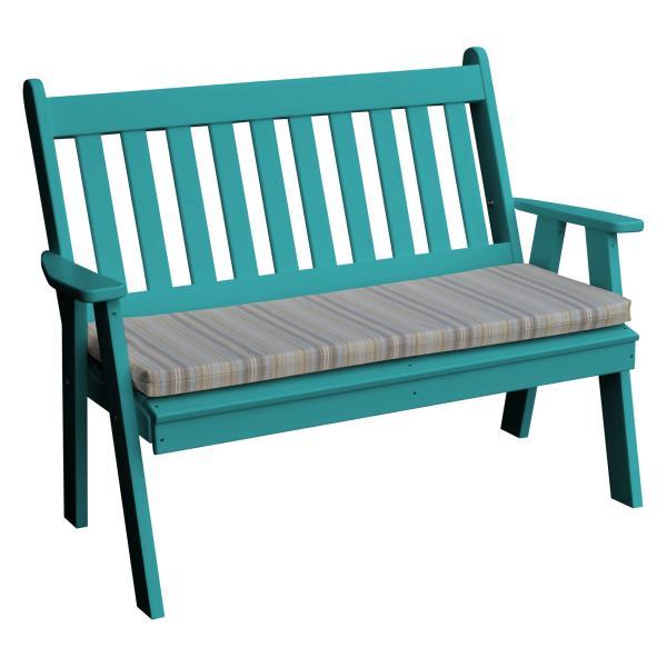 A &amp; L Furniture Poly Traditional English Garden Bench Garden Benches 4ft / Aruba Blue