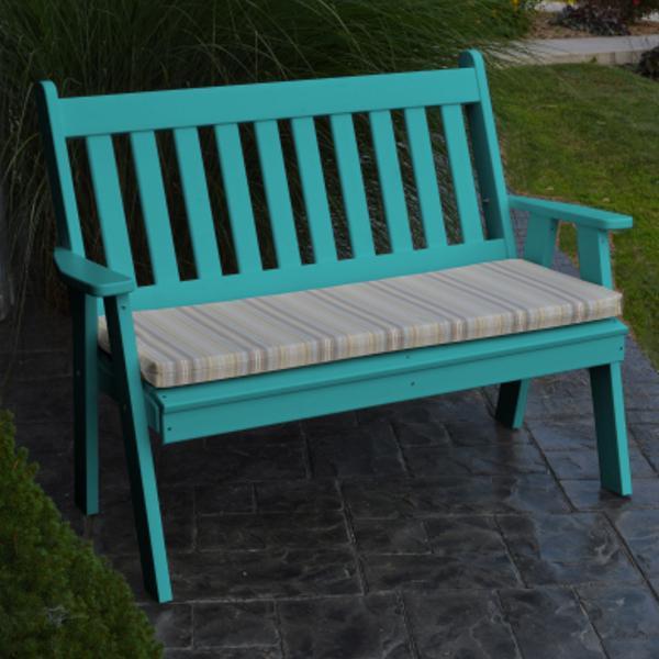 A &amp; L Furniture Poly Traditional English Garden Bench Garden Benches 4ft / Aruba Blue