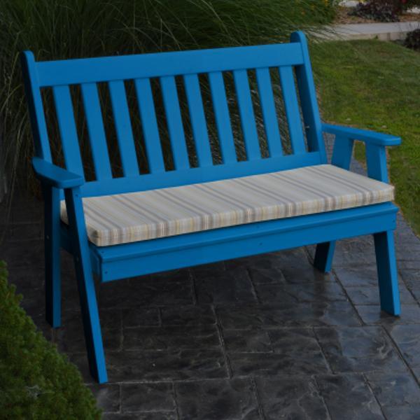 A &amp; L Furniture Poly Traditional English Garden Bench Garden Benches 4ft / Aruba Blue