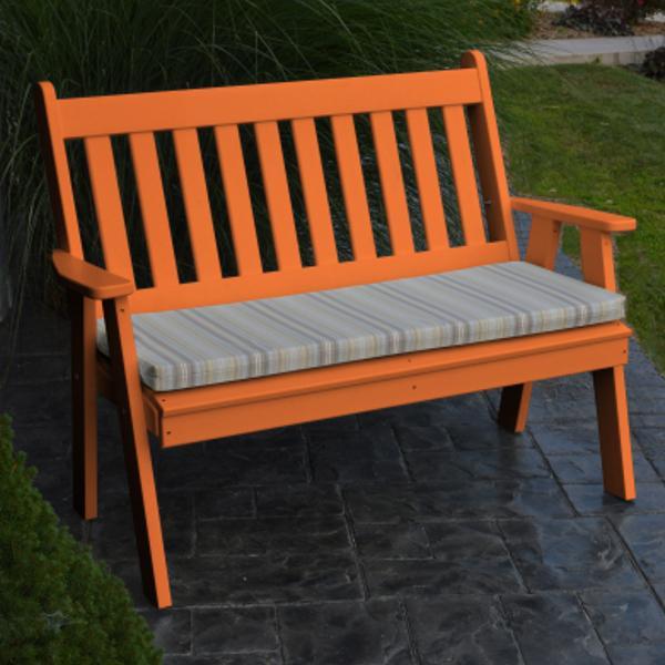 A &amp; L Furniture Poly Traditional English Garden Bench Garden Benches 4ft / Aruba Blue