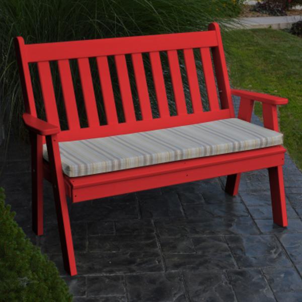 A &amp; L Furniture Poly Traditional English Garden Bench Garden Benches 4ft / Aruba Blue