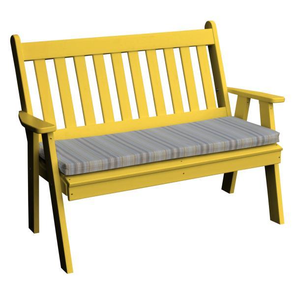 A &amp; L Furniture Poly Traditional English Garden Bench Garden Benches 4ft / Aruba Blue