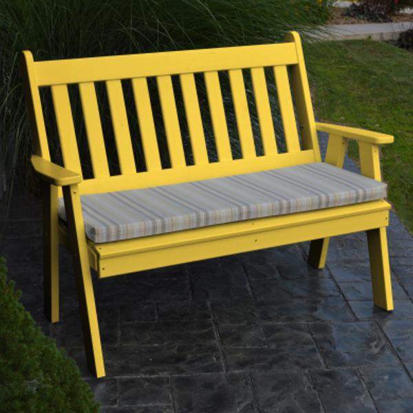 A &amp; L Furniture Poly Traditional English Garden Bench Garden Benches 4ft / Aruba Blue