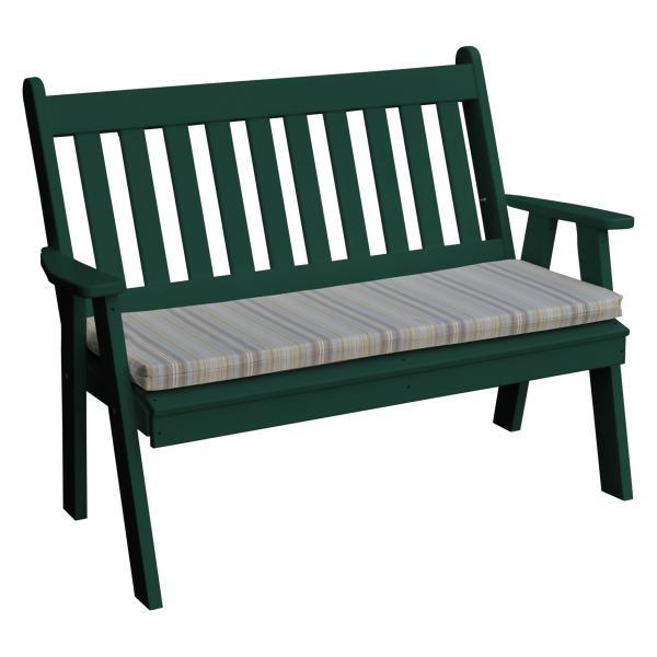 A &amp; L Furniture Poly Traditional English Garden Bench Garden Benches 4ft / Aruba Blue