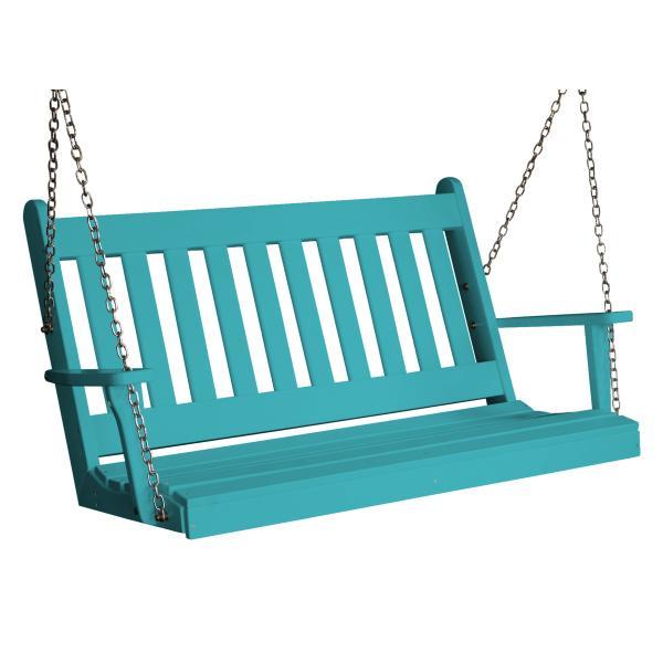 A &amp; L Furniture Poly Traditional English Porch Swing Porch Swings 4ft / Aruba Blue