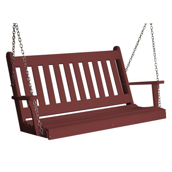 A &amp; L Furniture Poly Traditional English Porch Swing Porch Swings 4ft / Aruba Blue