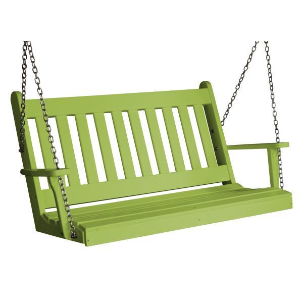A &amp; L Furniture Poly Traditional English Porch Swing Porch Swings 4ft / Aruba Blue