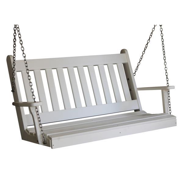 A &amp; L Furniture Poly Traditional English Porch Swing Porch Swings 4ft / Aruba Blue