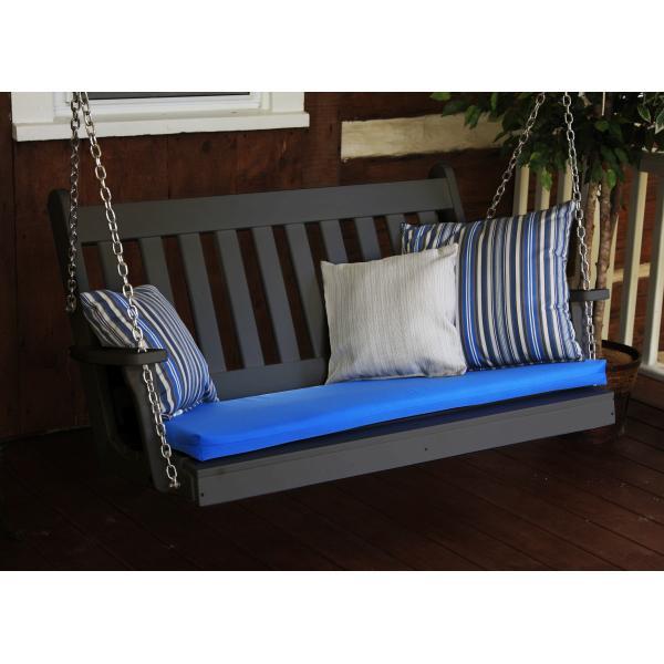 A &amp; L Furniture Poly Traditional English Porch Swing Porch Swings 4ft / Aruba Blue