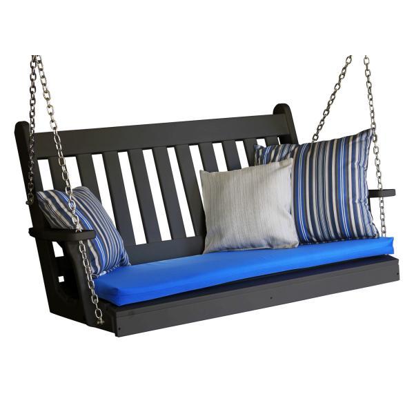 A &amp; L Furniture Poly Traditional English Porch Swing Porch Swings 4ft / Aruba Blue