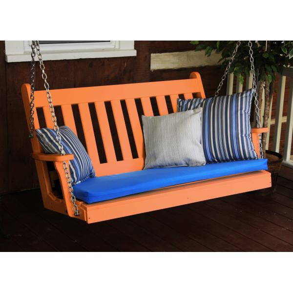 A &amp; L Furniture Poly Traditional English Porch Swing Porch Swings 4ft / Aruba Blue