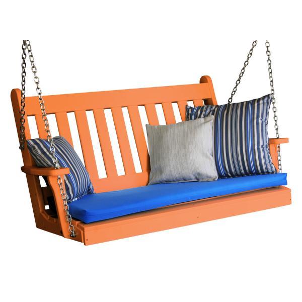 A &amp; L Furniture Poly Traditional English Porch Swing Porch Swings 4ft / Aruba Blue