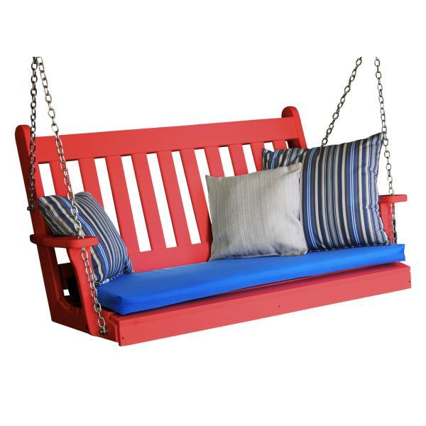 A &amp; L Furniture Poly Traditional English Porch Swing Porch Swings 4ft / Aruba Blue