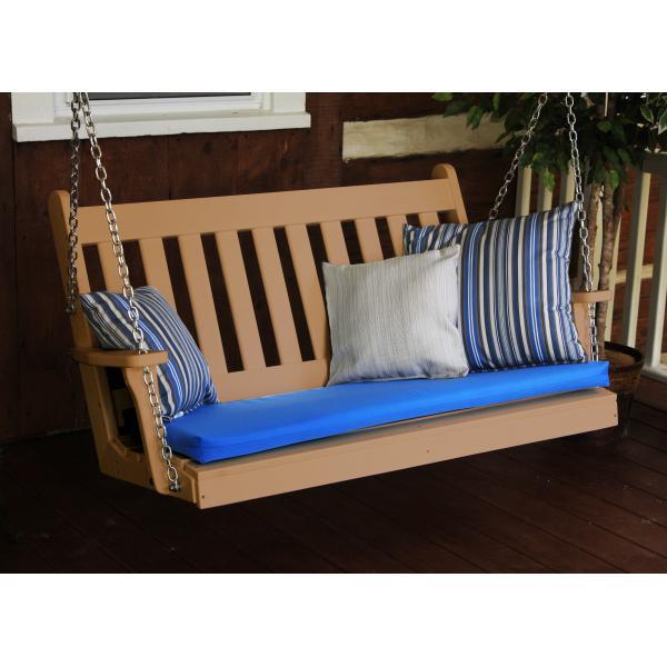 A &amp; L Furniture Poly Traditional English Porch Swing Porch Swings 4ft / Aruba Blue