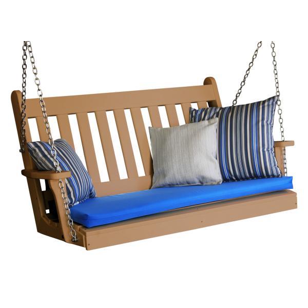 A &amp; L Furniture Poly Traditional English Porch Swing Porch Swings 4ft / Aruba Blue