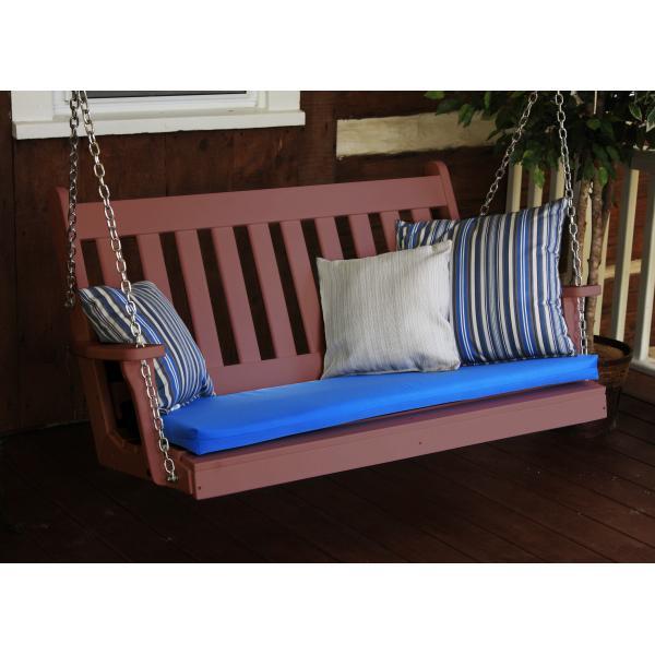 A &amp; L Furniture Poly Traditional English Porch Swing Porch Swings 4ft / Aruba Blue