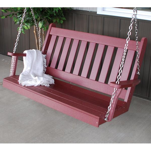 A &amp; L Furniture Poly Traditional English Porch Swing Porch Swings 4ft / Aruba Blue