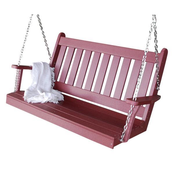 A &amp; L Furniture Poly Traditional English Porch Swing Porch Swings 4ft / Aruba Blue